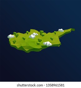 Cyprus Vector Low Poly 3D Cartoon Map