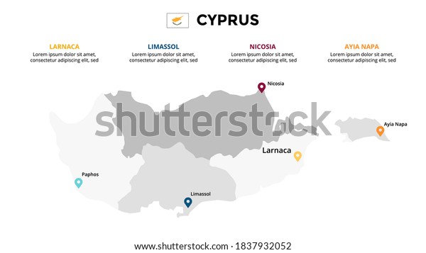 Cyprus vector map\
infographic template. Slide presentation. Global business marketing\
concept. Color Europe country. World transportation geography data.\
