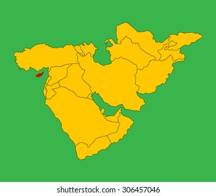 Cyprus vector map silhouette illustration isolated on Middle east vector map.