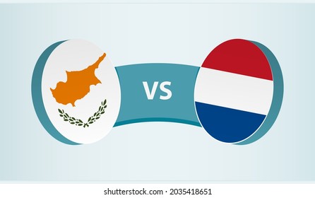 Chipre versus Holanda, concepto de competición deportiva de equipo. Bandera redonda de países.