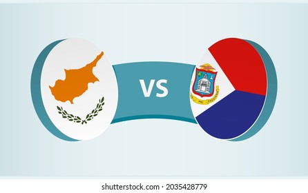 Chipre versus San Martín, concepto de competición deportiva de equipo. Bandera redonda de países.