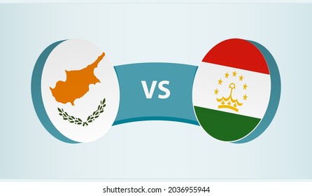 Cyprus versus Tajikistan, team sports competition concept. Round flag of countries.