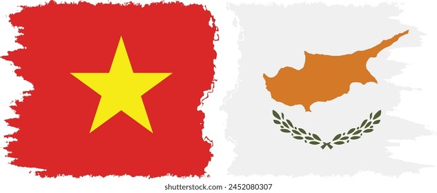 Cyprus and Vietnam grunge flags connection, vector