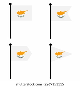 Icono de la bandera ondulante de Chipre establecido en 4 versiones de forma. Colección de signos de asta para identidad, emblema e infografía. 
