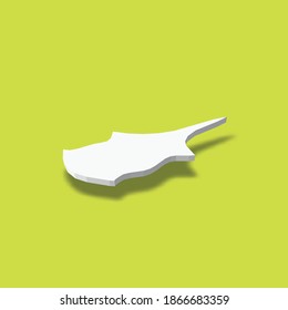 Chipre - mapa blanco de silueta 3D del área del país con sombra caída sobre el fondo verde. Simple ilustración vectorial plana.