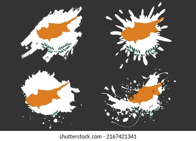 Cypruss flag brush splash vector set, country logo asset, paint grunge illustration concept, Cypruss flag brush stroke grunge effect, water splash mask, creative country flag logo idea