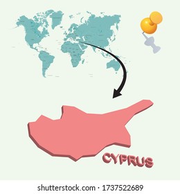 Cyprus's place in the world. 3D map