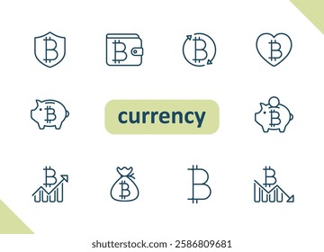 Cyptocurrency icons. Crypto currency, bitcoin, payment, money vector icon set