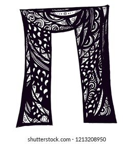 Cyrillic alphabet. A capital letter, written with brush. Vector alphabet. Hand drawn letter.