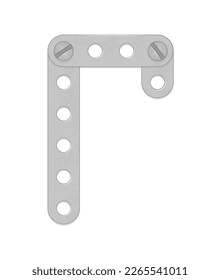 Cyrillic alphabet from the details of the iron constructor. Vector illustration isolated on white background