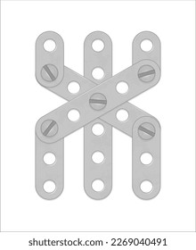 Cyrillic alphabet from the details of the iron constructor. Vector illustration isolated on white background