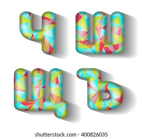 Cyrillic alphabet with geometric shadows and volume. Polygonal geometry. EPS10