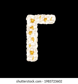 Cyrillic alphabet letter made up of airy popcorn. Vector illustration