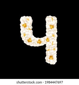 Cyrillic alphabet letter made up of airy popcorn. Vector illustration