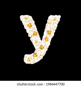 Cyrillic alphabet letter made up of airy popcorn. Vector illustration