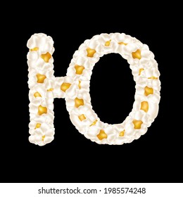 Cyrillic alphabet letter made up of airy popcorn. Vector illustration