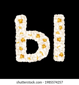 Cyrillic alphabet letter made up of airy popcorn. Vector illustration