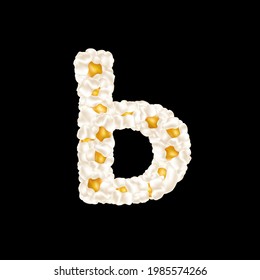 Cyrillic alphabet letter made up of airy popcorn. Vector illustration