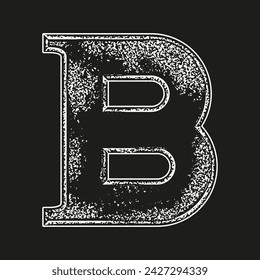 Cyrillic font. Grunge style letter on black background.
