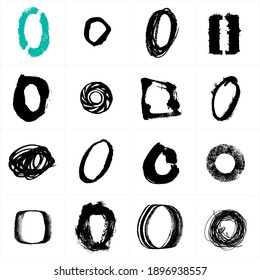 Cyrillic and Latin alphabet Letter O. Uppercase Russian and Ukrainian handwritten fonts. Drawn with paint and chalk vector fonts. Alphabet collection. Handwritten letters. Can be used as logo, posters fonts.