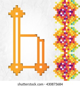 Cyrillic russian alphabet with geometric elements