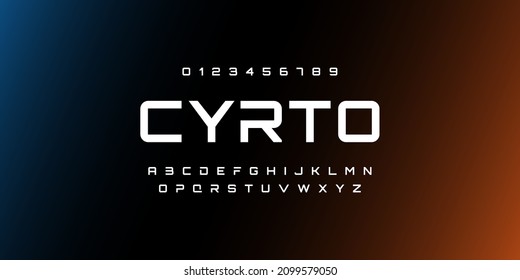 cyrto , an Abstract technology space font and alphabet. techno effect fonts designs. Typography digital sci-fi concept. vector illustration