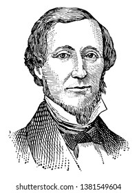 Cyrus W. Field, 1819-1892, he was an American businessman and financier who helped to create the Atlantic Telegraph Company and laid the first telegraph cable across the Atlantic Ocean, vintage