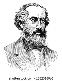 Cyrus W. Field, 1819-1892, he was an American businessman and financier who helped to create the Atlantic Telegraph Company and laid the first telegraph cable across the Atlantic Ocean, vintage