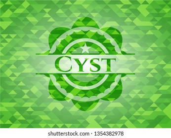 Cyst  green emblem. Mosaic background