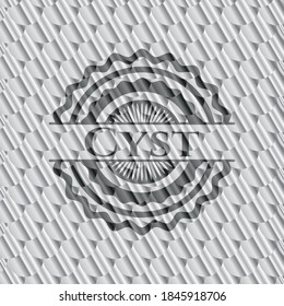 Cyst  silver color emblem. Scales pattern. Vector Illustration. Detailed. 