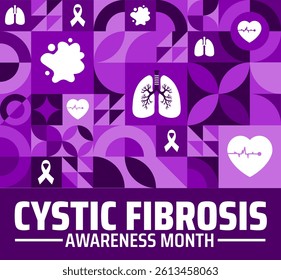 Cystic Fibrosis Awareness Month geometric shape pattern background banner or poster design template. observed every year in May. Holiday concept. Use to any Template, card, poster, placard, template.