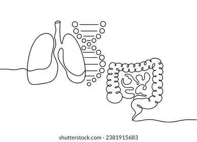 Cystic fibrosis. A DNA disorder that affects the human respiratory and digestive system. Cystic Fibrosis Awareness Day. One line drawing for different uses. Vector illustration.