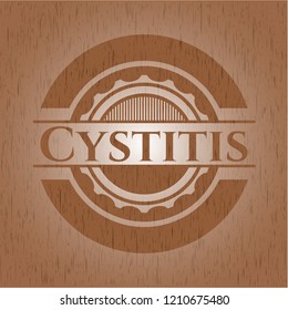 Cystitis badge with wood background
