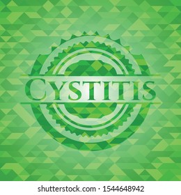 Cystitis green emblem. Mosaic background. Vector Illustration. Detailed.