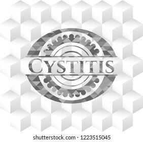 Cystitis grey badge with geometric cube white background