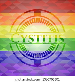 Cystitis on mosaic background with the colors of the LGBT flag