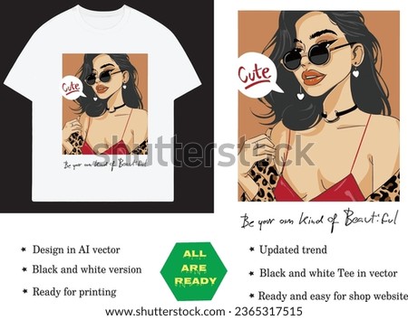 Cyte girl graphic design vector for t shirt printing