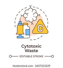 Cytotoxic waste multi color concept icon. Toxic chemicals, drugs. Viruses, biohazard. Round shape line illustration. Abstract idea. Graphic design. Easy to use in presentation, article
