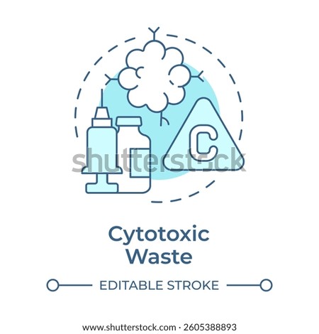 Cytotoxic waste soft blue concept icon. Toxic chemicals, drugs. Viruses, biohazard. Round shape line illustration. Abstract idea. Graphic design. Easy to use in presentation, article