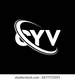 Logo de CYV. Carta CYV. Diseño del logotipo de la letra de CYV. Logotipo de C YV con el círculo y el logotipo del monograma en mayúsculas. Tipografía CYV para tecnología, negocio y marca inmobiliaria.