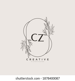 CZ Beauty vector initial logo art, handwriting logo of initial signature, wedding, fashion, jewerly, boutique, floral and botanical with creative template for any company or business.