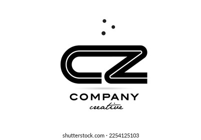CZ black and white combination alphabet bold letter logo with dots. Joined creative template design for business and company