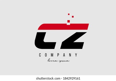cz c z alphabet letter logo combination in red and black color. Creative icon design for business and company 