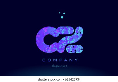 cz c z alphabet pink blue bubble circle dots creative letter company logo vector icon design template
