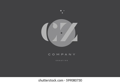cz c z  grey modern stylish alphabet dot dots eps company letter logo design vector icon template 