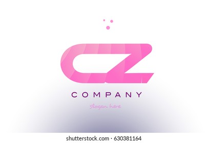 cz c z letter alphabet text pink purple dots creative company logo vector icon design template