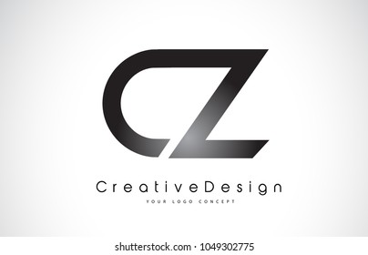 CZ C Z Letter Logo Design in Black Colors. Creative Modern Letters Vector Icon Logo Illustration.