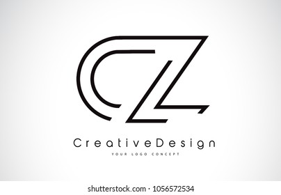 CZ C Z Letter Logo Design in Black Colors. Creative Modern Letters Vector Icon Logo Illustration.