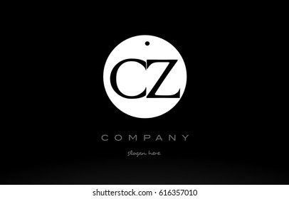 CZ C Z simple black white circle background alphabet company logo design vector icon template