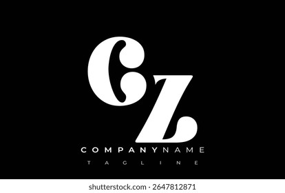 CZ Creative Abstract Typography Logo Design. Elegant logo combining bold typography and creative shapes, ideal for branding and identity solutions.